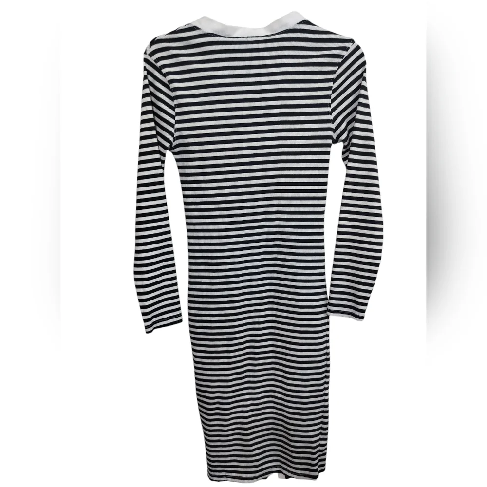 2960)Pretty Little Thing Thick Rib Striped Button Through Long Sleeve Dress 10 - Picture 3 of 11